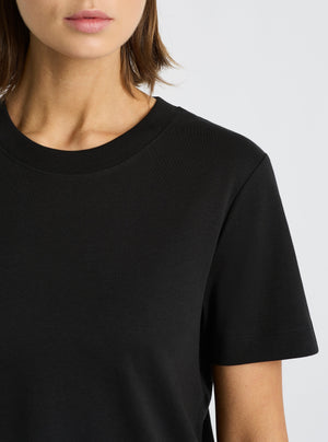Black|Good Earth Cotton® Box Cut Tee – Sustainable Cotton T-shirt|Stas is 5'10" and wearing a size S