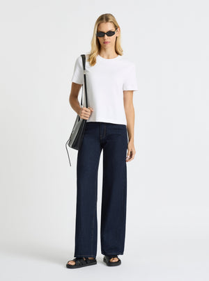 White|Good Earth Cotton® Box Cut Tee – Sustainable Cotton T-shirt|Karolina is 5'10" and wearing a size S