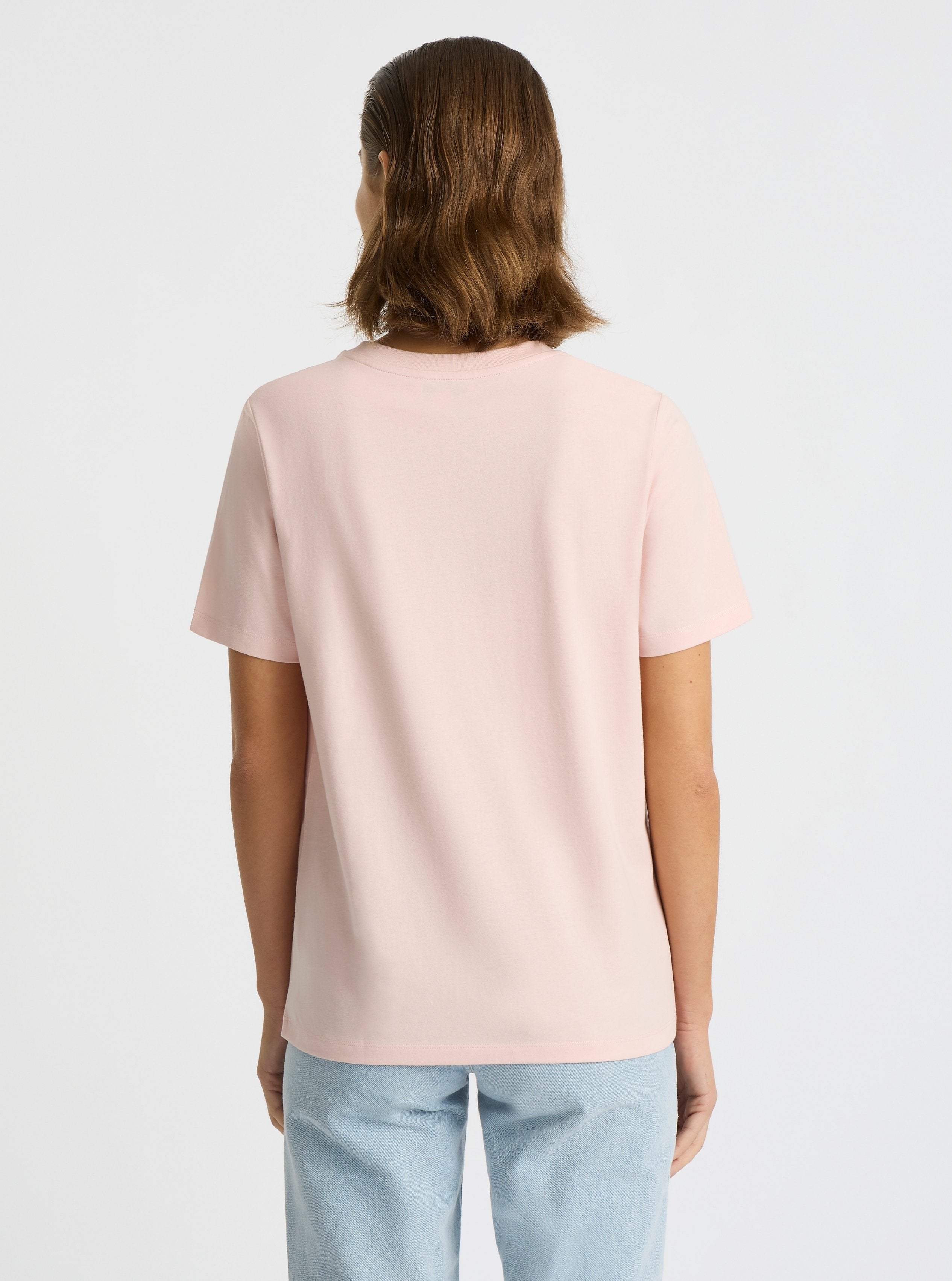 Light Pink|Good Earth Cotton® Classic Tee for women – Sustainable Cotton T-shirt|Stas is 5'10" and wearing a size S