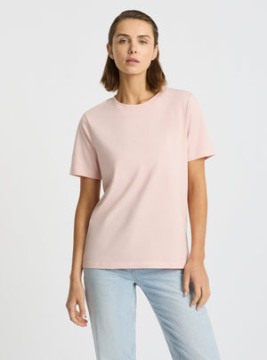 Light Pink|Good Earth Cotton® Classic Tee for women – Sustainable Cotton T-shirt|Stas is 5'10" and wearing a size S