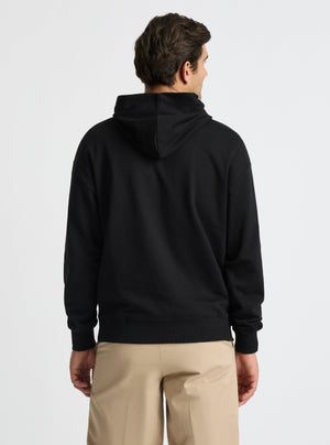 Black|Good Earth Cotton® Hoodie for men – Sustainable Cotton Hoodie|Jack is 6’2” and wearing a size L