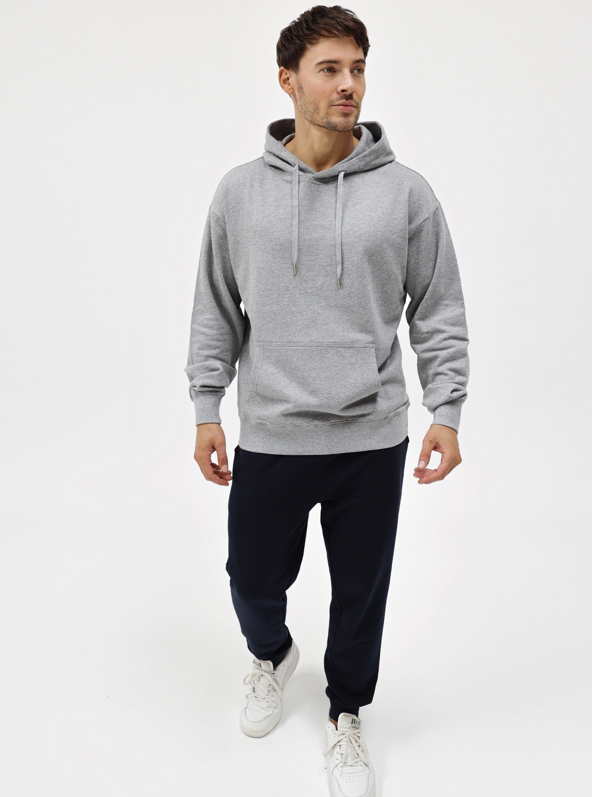 Grey Marl|Dylan is 5’11” and wearing a size L