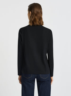 Black|Good Earth Cotton® Long Sleeve Tee – Sustainable Cotton T-shirt|Stas is 5'10" and wearing a size M