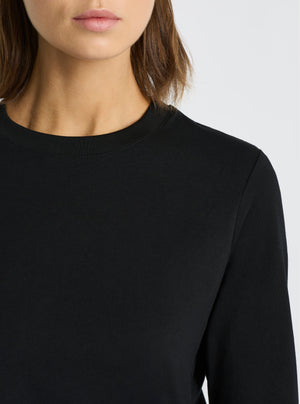 Black|Good Earth Cotton® Long Sleeve Tee – Sustainable Cotton T-shirt|Stas is 5'10" and wearing a size M