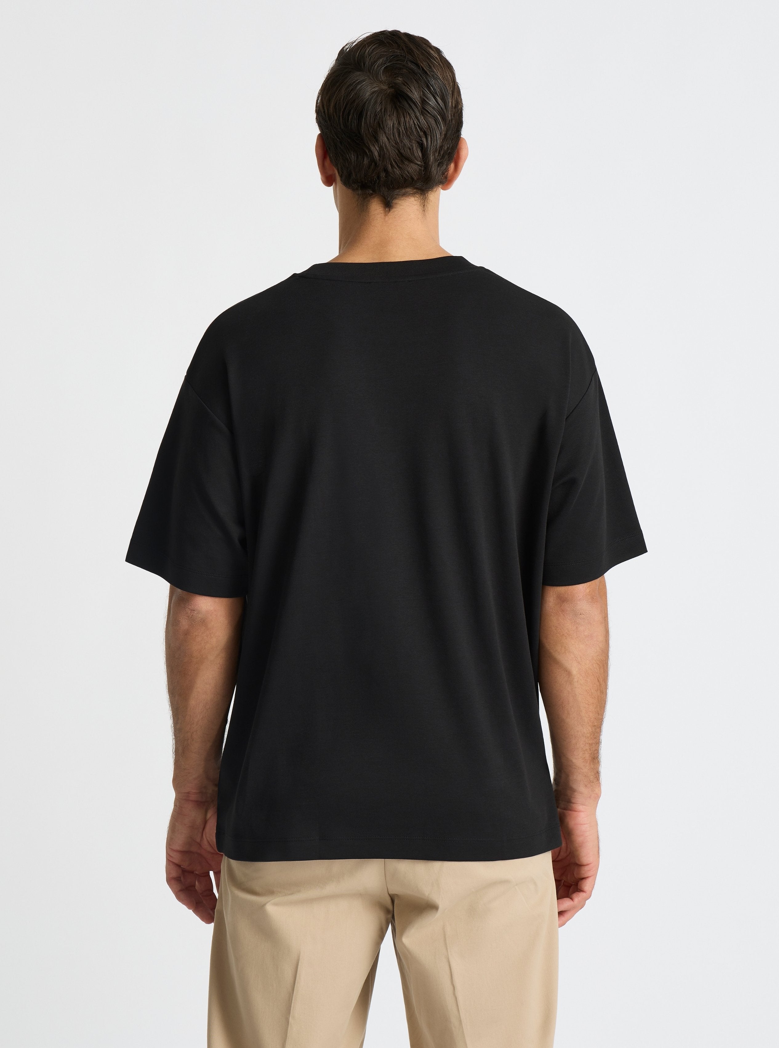 Black|Good Earth Cotton® Oversized Tee – Sustainable Cotton T-shirt|Jack is 6’2” and wearing a size L