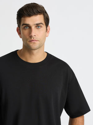 Black|Good Earth Cotton® Oversized Tee – Sustainable Cotton T-shirt|Jack is 6’2” and wearing a size L