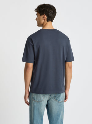 Charcoal Blue|Good Earth Cotton® Oversized Tee – Sustainable Cotton T-shirt|Evans is 6’2” and wearing a size M