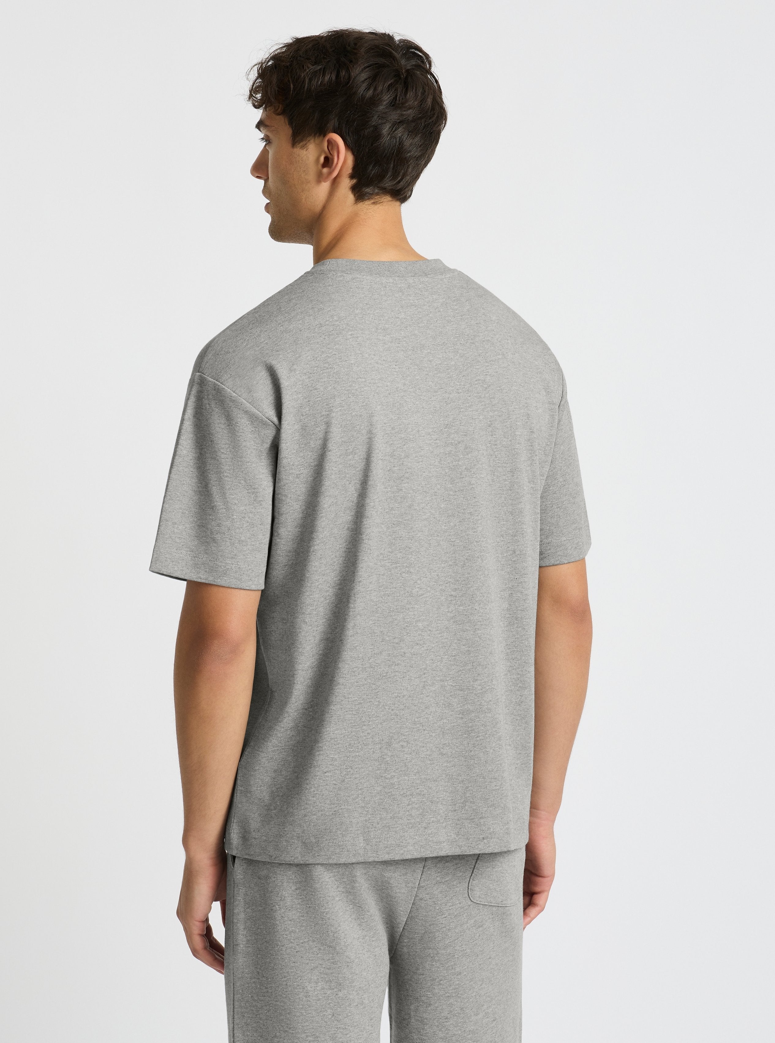 Grey Marl|Good Earth Cotton® Oversized Tee – Sustainable Cotton T-shirt|Evans is 6’2” and wearing a size M