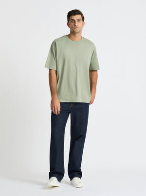 Sage Green|Good Earth Cotton® Oversized Tee – Sustainable Cotton T-shirt|Jack is 6’2” and wearing a size L