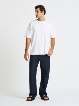 White|Good Earth Cotton® Oversized Tee – Sustainable Cotton T-shirt|Jack is 6’2” and wearing a size L