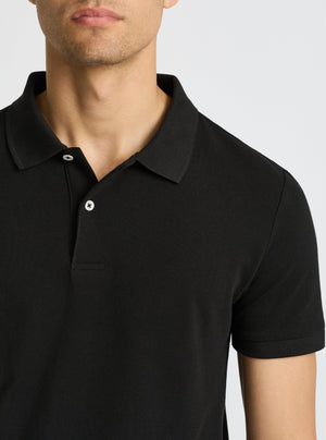 Black|Good Earth Cotton® Polo – Sustainable Cotton Polo|Evans is 6’2” and wearing a size M