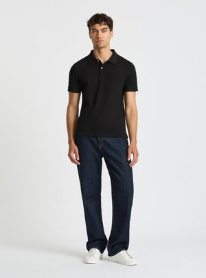 Black|Good Earth Cotton® Polo – Sustainable Cotton Polo|Evans is 6’2” and wearing a size M
