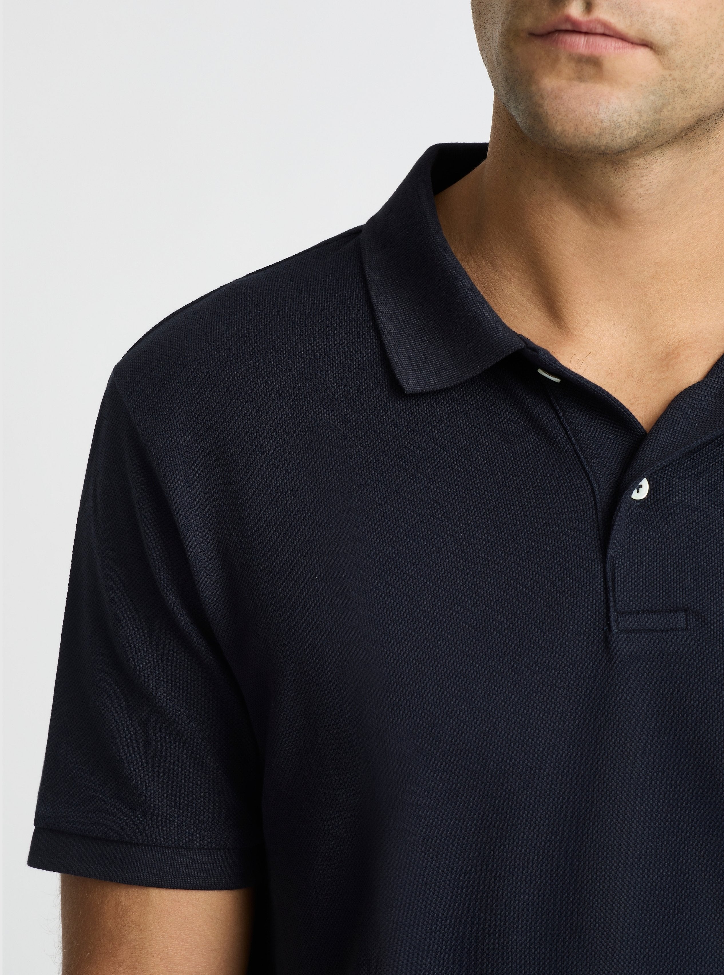 Dark Navy|Good Earth Cotton® Polo – Sustainable Cotton Polo|Jack is 6’2” and wearing a size L