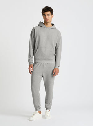 Grey Marl|Good Earth Cotton® Sweatpants for men – Sustainable Cotton Sweatpants|Evans is 6’2” and wearing a size M