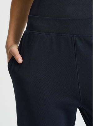 Navy|Good Earth Cotton® Sweatpants for women – Sustainable Cotton Sweatpants|Stas is 5'10" and wearing a size S