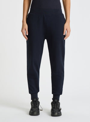 Navy|Good Earth Cotton® Sweatpants for women – Sustainable Cotton Sweatpants|Stas is 5'10" and wearing a size S