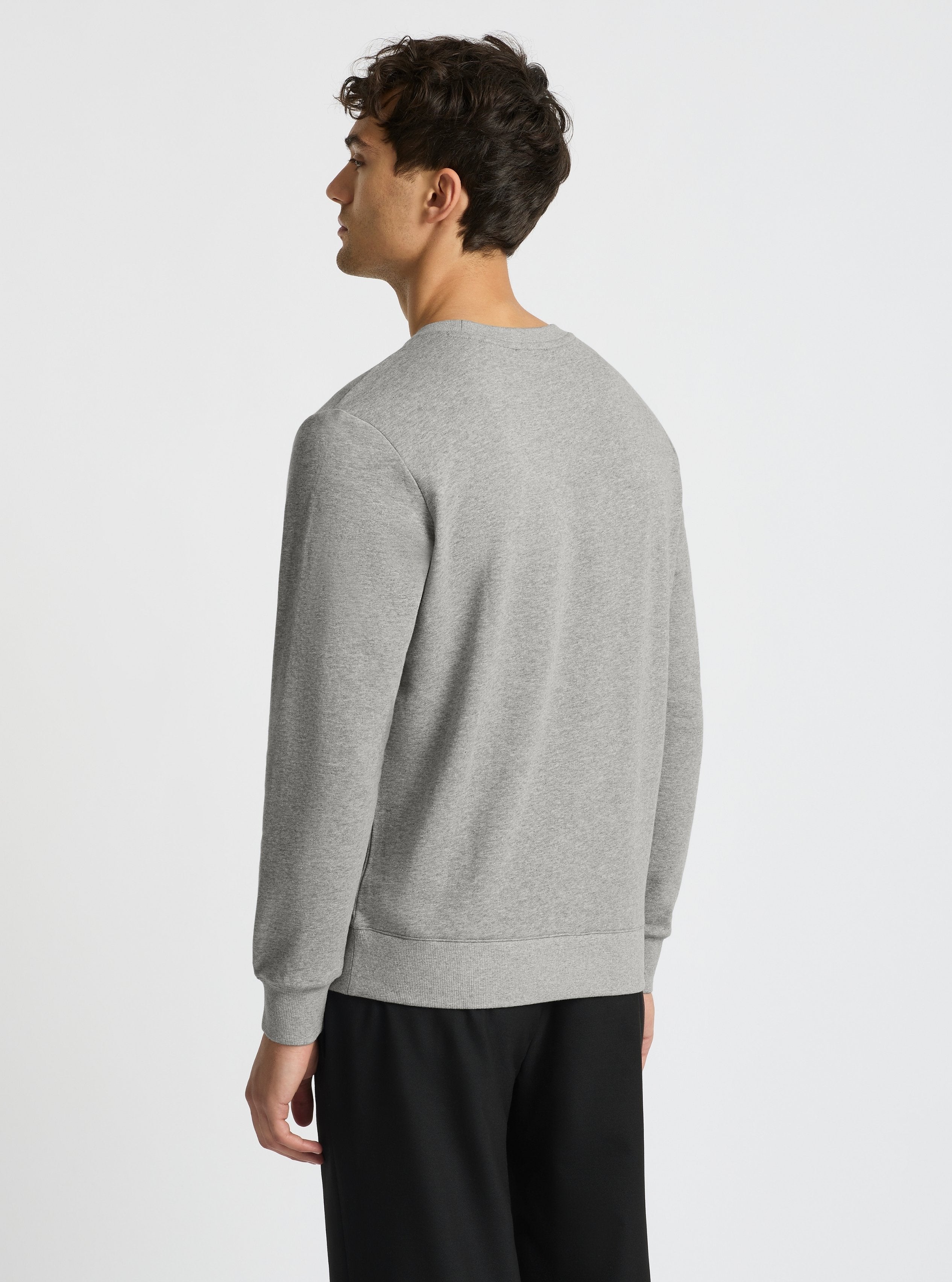 Grey Marl|Good Earth Cotton® Sweatshirts – Sustainable Cotton Sweatshirts|Evans is 6’2” and wearing a size M