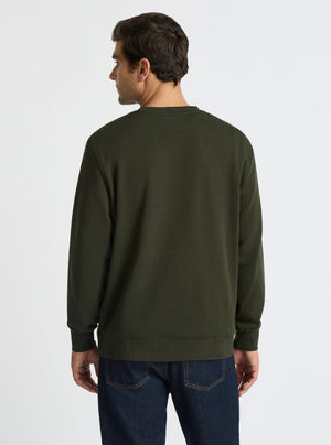 Olive Green|Good Earth Cotton® Sweatshirts – Sustainable Cotton Sweatshirts|Jack is 6’2” and wearing a size L