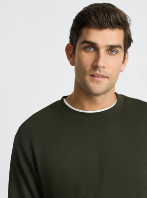 Olive Green|Good Earth Cotton® Sweatshirts – Sustainable Cotton Sweatshirts|Jack is 6’2” and wearing a size L