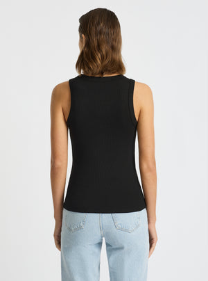 Black|Good Earth Cotton® Tanks – Sustainable Cotton Tanks|Stas is 5'10" and wearing a size S