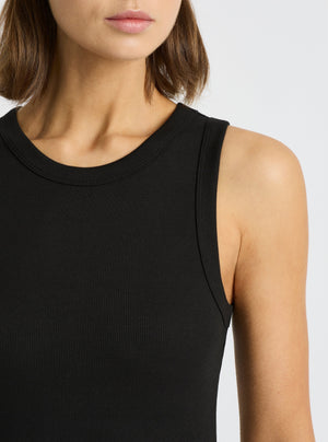 Black|Good Earth Cotton® Tanks – Sustainable Cotton Tanks|Stas is 5'10" and wearing a size S