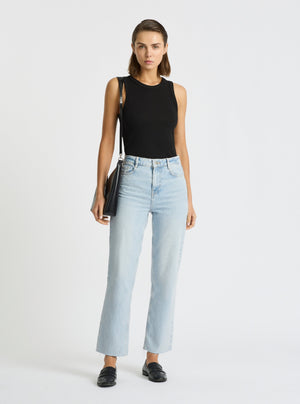 Black|Good Earth Cotton® Tanks – Sustainable Cotton Tanks|Stas is 5'10" and wearing a size S