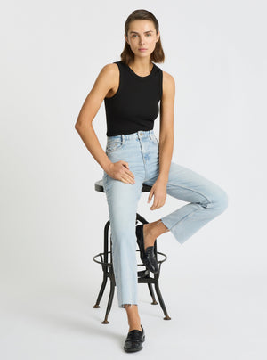Black|Good Earth Cotton® Tanks – Sustainable Cotton Tanks|Stas is 5'10" and wearing a size S