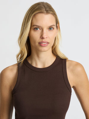 Chocolate|Good Earth Cotton® Tanks – Sustainable Cotton Tanks|Karolina is 5'10" and wearing a size S