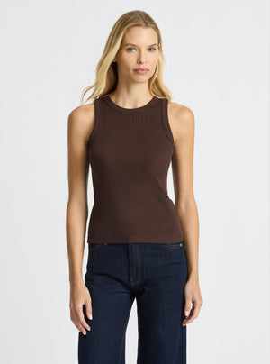 Chocolate|Good Earth Cotton® Tanks – Sustainable Cotton Tanks|Karolina is 5'10" and wearing a size S