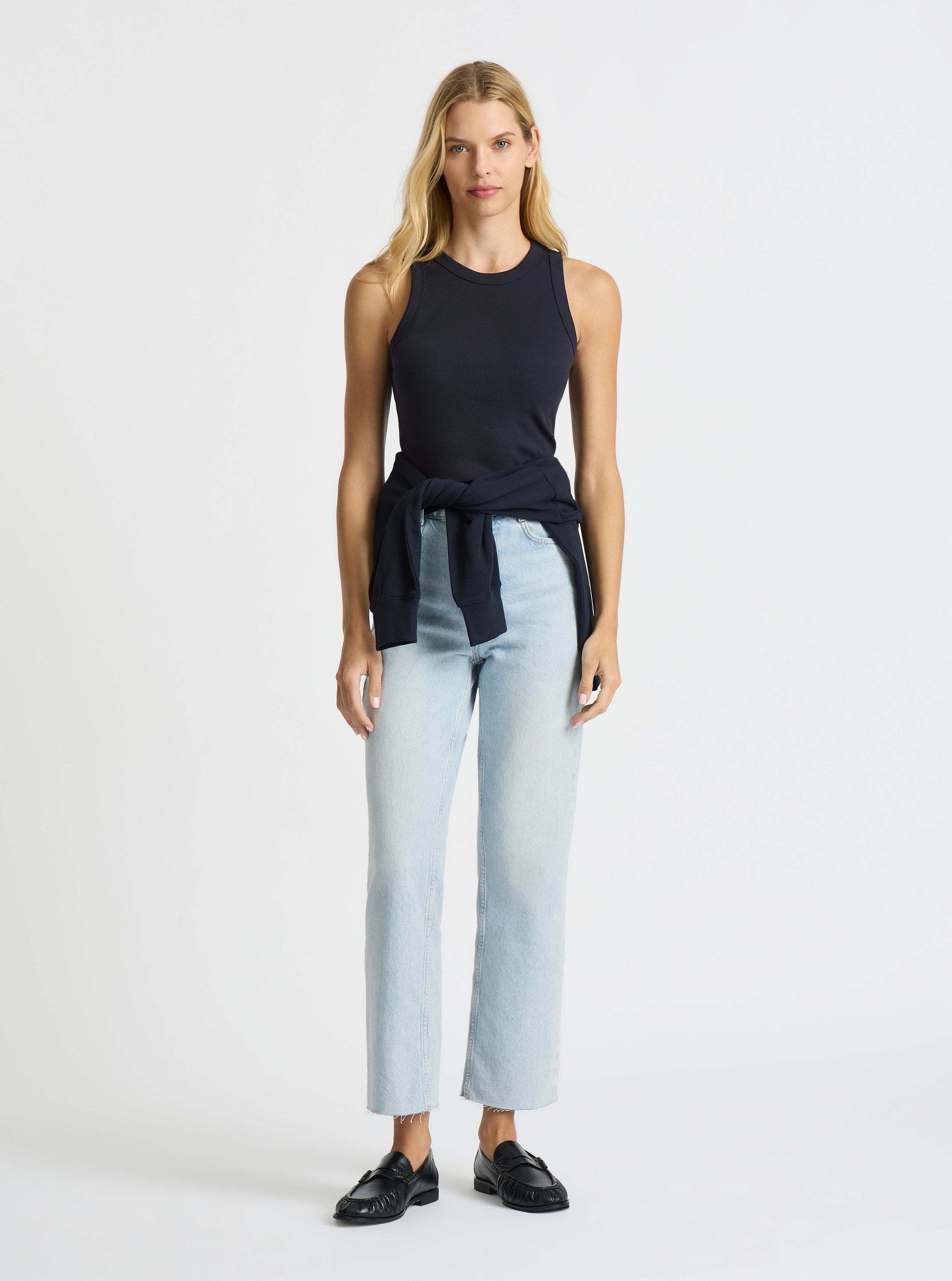 Dark Navy|Good Earth Cotton® Tanks – Sustainable Cotton Tanks|Karolina is 5'10" and wearing a size S