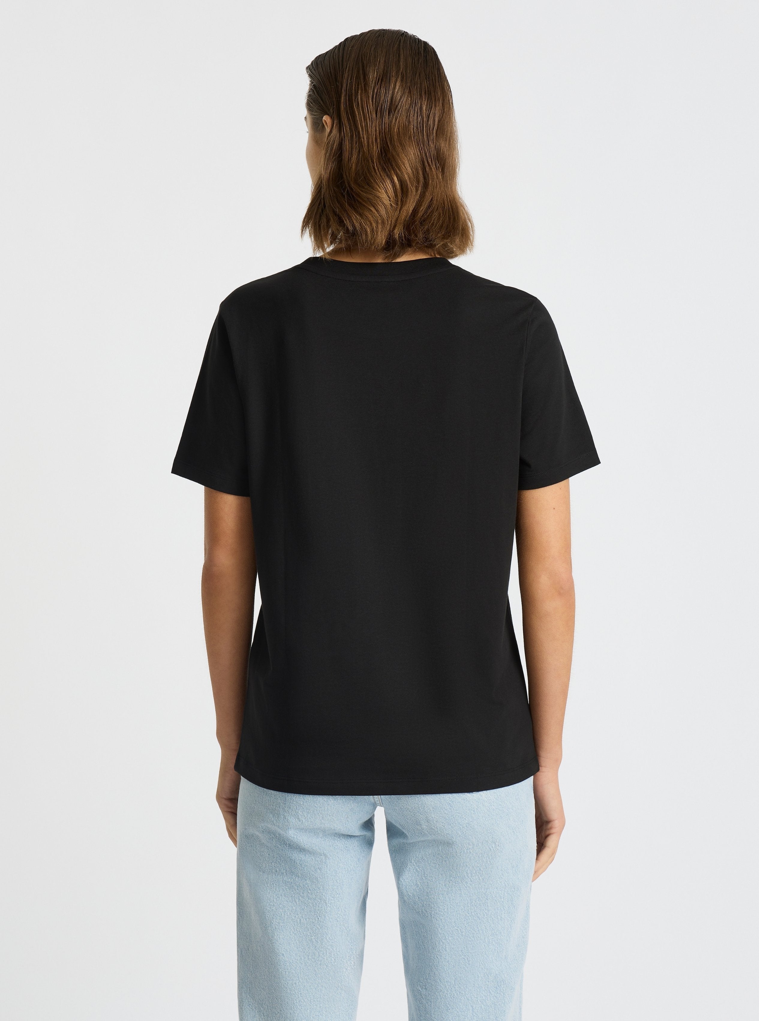 Black|Good Earth Cotton® Classic Tee – Sustainable Cotton T-shirts|Stas is 5'10" and wearing a size S