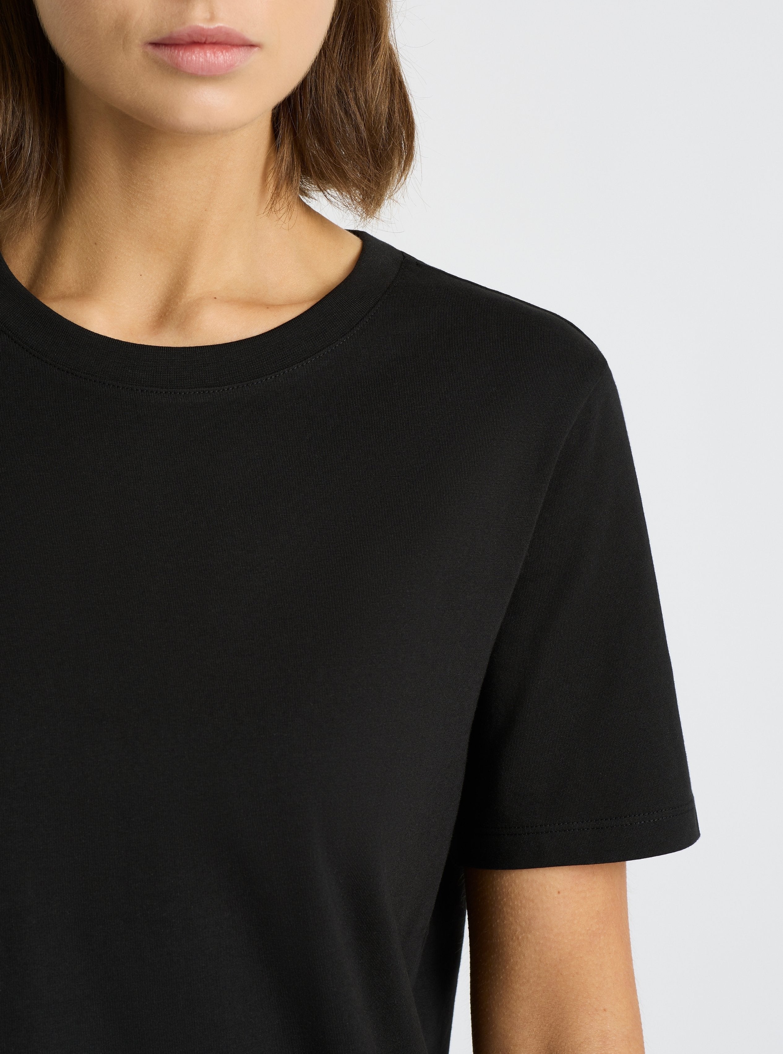 Black|Good Earth Cotton® Classic Tee – Sustainable Cotton T-shirts|Stas is 5'10" and wearing a size S