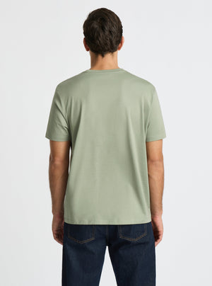 Sage Green|Supima® Mercerised Crew Tee for men – premium soft cotton t-shirt|Jack is 6’2” and wearing a size L
